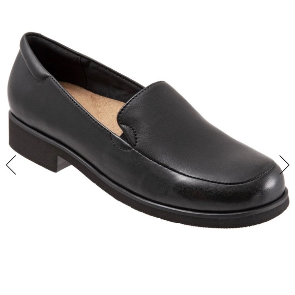 TROTTERS Jaiden Black Leather Loafers Square Toe Cushioned Classic 8.5 Narrow - Picture 1 of 7